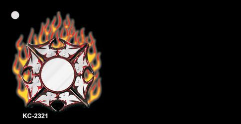 Fire Maltese Cross OffSet Novelty Aluminum Key Chain KC-2321