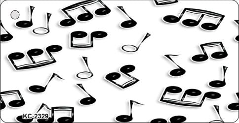 Musical Notes Black White Novelty Metal Key Chain KC-2329