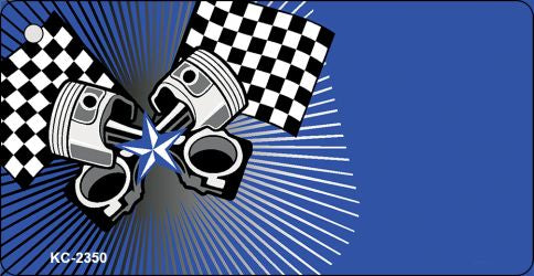 Pistons Checkered Flags OffSet Novelty Aluminum Key Chain KC-2350