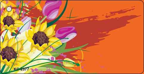 Flowers Orange OffSet Novelty Aluminum Key Chain KC-2377