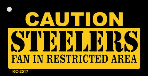 Caution Steelers Fan Area Novelty Metal Key Chain KC-2517