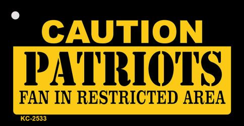 Caution Patriots Fan Area Novelty Metal Key Chain KC-2533