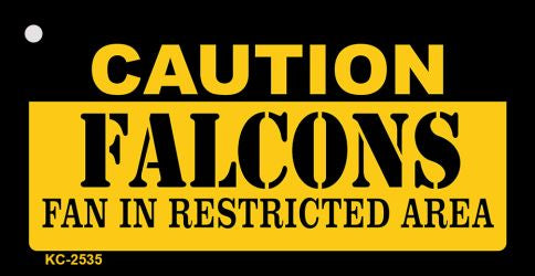 Caution Falcons Fan Area Novelty Metal Key Chain KC-2535