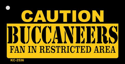 Caution Buccaneers Fan Area Novelty Metal Key Chain KC-2536