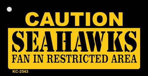 Caution Seahawks Fan Area Novelty Metal Key Chain KC-2543