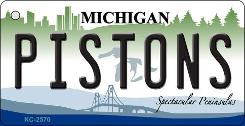 Pistons Michigan State License Plate Tag Key Chain KC-2570