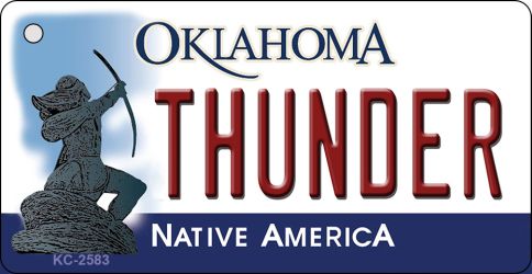 Thunder Oklahoma State License Plate Tag Key Chain KC-2583