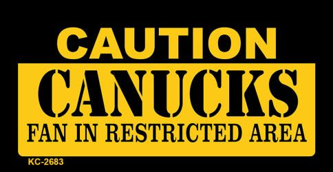 Caution Canucks Fan Area Novelty Metal Key Chain KC-2683