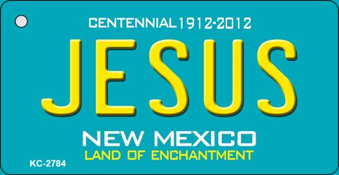 Jesus Teal New Mexico Novelty Metal Key Chain KC-2784