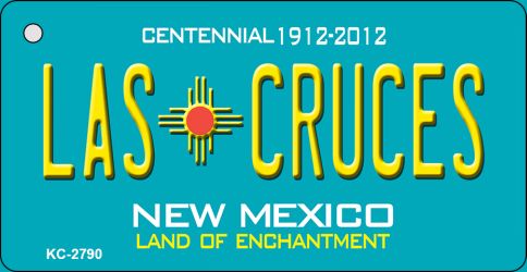 Las Cruces Teal New Mexico Novelty Metal Key Chain KC-2790