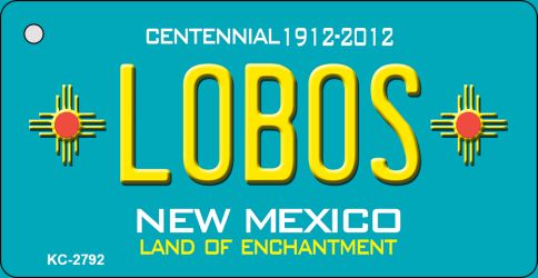 Lobos Teal New Mexico Novelty Metal Key Chain KC-2792