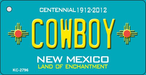 Cowboy Teal New Mexico Novelty Metal Key Chain KC-2796