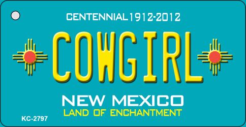 Cowgirl Teal New Mexico Novelty Metal Key Chain KC-2797