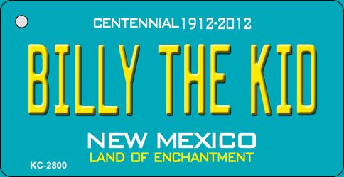 Billy The Kid Teal New Mexico Novelty Metal Key Chain KC-2800