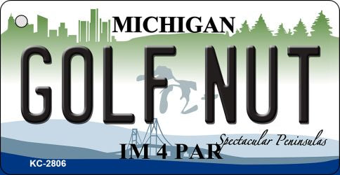 Golf Nut Michigan State License Plate Tag Novelty Key Chain KC-2806