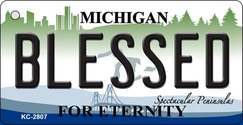 Blessed Michigan State License Plate Tag Novelty Key Chain KC-2807