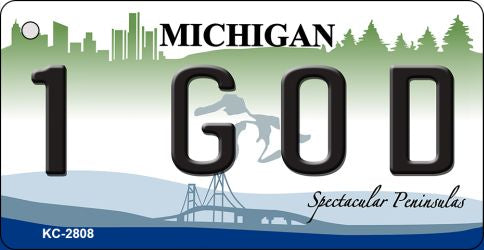 1 God Michigan State License Plate Tag Novelty Key Chain KC-2808