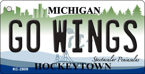 Go Wings Michigan State License Plate Tag Novelty Key Chain KC-2809