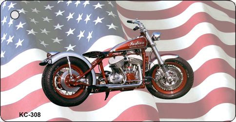 Indian Motorcycle American Flag Novelty Aluminum Key Chain KC-308