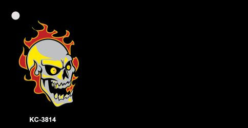Flaming Skull OffSet Novelty Aluminum Key Chain KC-3814