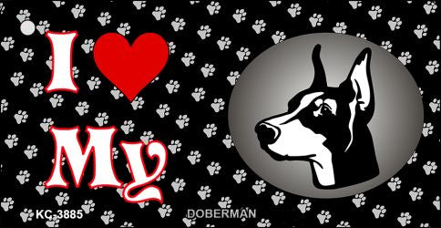 I Love My Doberman Novelty Metal Key Chain KC-3885