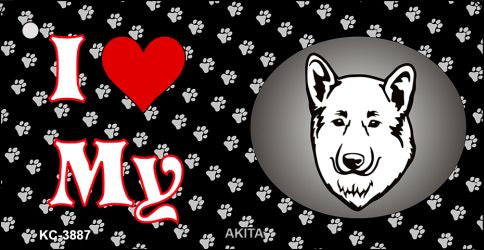 I Love My Akita Novelty Metal Key Chain KC-3887