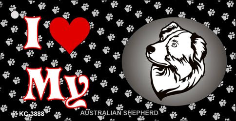 I Love My Australian Shepherd Novelty Metal Key Chain KC-3888