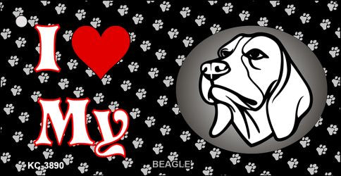 I Love My Beagle Novelty Metal Key Chain KC-3890