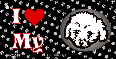 I Love My Bichon Frise Novelty Metal Key Chain KC-3891