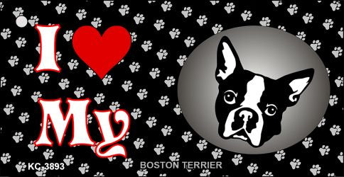 I Love My Boston Terrier Novelty Metal Key Chain KC-3893