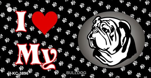 I Love My Bulldog Novelty Metal Key Chain KC-3896