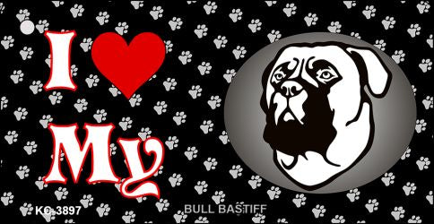 I Love My Bull Mastiff Novelty Metal Key Chain KC-3897