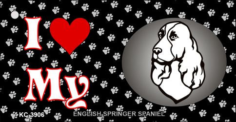 I Love My English Springer Spaniel Novelty Metal Key Chain KC-3906