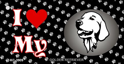 I Love My Golden Retriever Novelty Metal Key Chain KC-3909