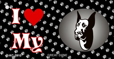 I Love My Great Dane Novelty Metal Key Chain KC-3910