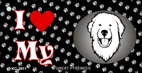 I Love My Great Pyrenees Novelty Metal Key Chain KC-3911