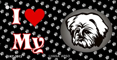 I Love My Lhasa Apso Novelty Metal Key Chain KC-3913