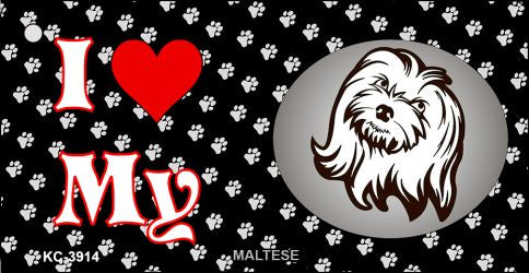 I Love My Maltese Novelty Metal Key Chain KC-3914