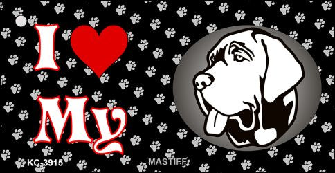 I Love My Mastiff Novelty Metal Key Chain KC-3915