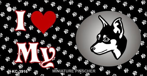 I Love My Miniature Pinscher Novelty Metal Key Chain KC-3916