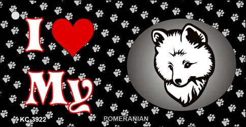 I Love My Pomeranian Novelty Metal Key Chain KC-3922