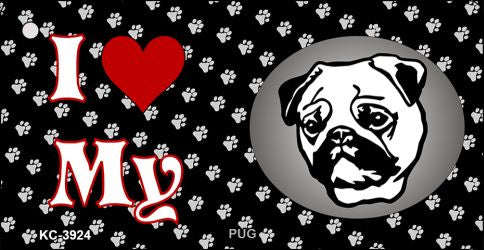 I Love My Pug Novelty Metal Key Chain KC-3924