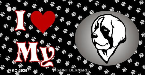I Love My Saint Bernard Novelty Metal Key Chain KC-3926