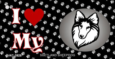 I Love My Shetland Sheepdog Novelty Metal Key Chain KC-3928