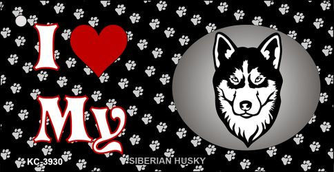 I Love My Siberian Husky Novelty Metal Key Chain KC-3930