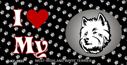 I Love My West Highland White Terrier Novelty Metal Key Chain KC-3933
