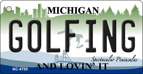 Golfing Michigan State License Plate Tag Novelty Key Chain KC-4755