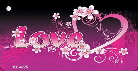 Love Heart And Flowers Novelty Metal Key Chain KC-4775