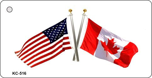 USA Canada Crossed Flag Novelty Aluminum Key Chain KC-516