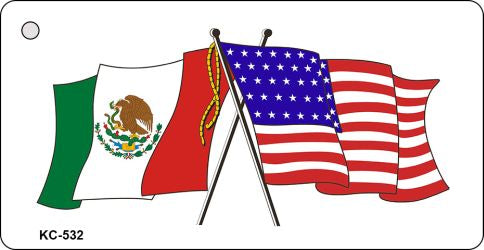 Mexico USA Crossed Flag Novelty Aluminum Key Chain KC-532